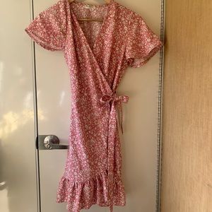 Pink wrap dress